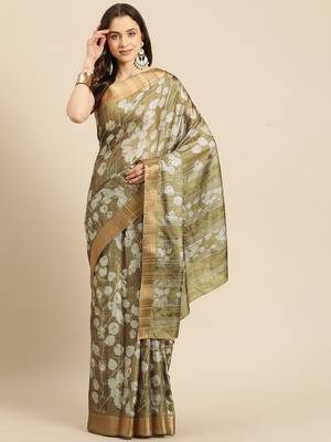 Silk Land Blue Digital Print Soft Silk Blend Saree With Unstitched Blouse Piece 2