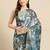Silk Land Teal Digital Print Soft Silk Blend Saree With Unstitched Blouse Piece