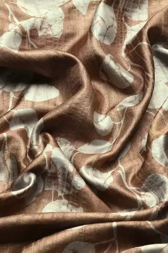 Silk Land Brown Digital Print Soft Silk Blend Saree With Unstitched Blouse Piece