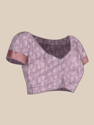 Silk Land Lavender Digital Print Soft Silk Blend Saree With Unstitched Blouse Piece 5
