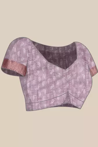 Silk Land Lavender Digital Print Soft Silk Blend Saree With Unstitched Blouse Piece