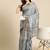 Silk Land Grey Digital Print Soft Silk Blend Saree With Unstitched Blouse Piece