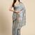 Silk Land Grey Digital Print Soft Silk Blend Saree With Unstitched Blouse Piece