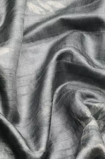 Silk Land Grey Digital Print Soft Silk Blend Saree With Unstitched Blouse Piece