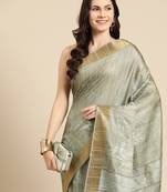 Silk Land Blue Digital Print Soft Silk Blend Saree With Unstitched Blouse Piece