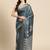 Silk Land Teal Digital Print Soft Silk Blend Saree With Unstitched Blouse Piece