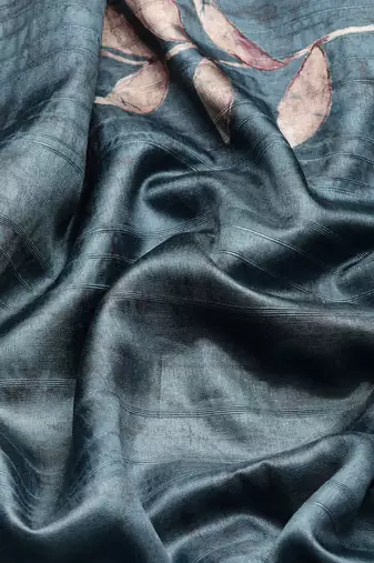 Silk Land Teal Digital Print Soft Silk Blend Saree With Unstitched Blouse Piece