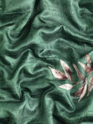 Silk Land Green Digital Print Soft Silk Blend Saree With Unstitched Blouse Piece 5