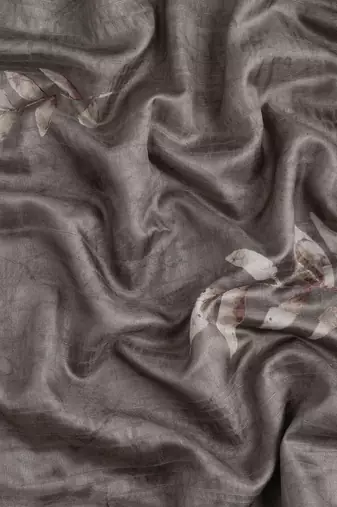 Silk Land Brown Digital Print Soft Silk Blend Saree With Unstitched Blouse Piece
