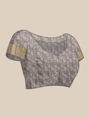 Silk Land Brown Digital Print Soft Silk Blend Saree With Unstitched Blouse Piece 5