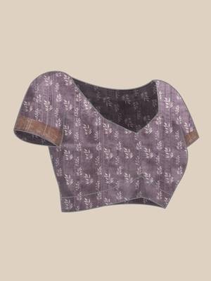 Silk Land Lavender Digital Print Soft Silk Blend Saree With Unstitched Blouse Piece 5