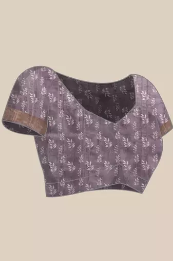 Silk Land Lavender Digital Print Soft Silk Blend Saree With Unstitched Blouse Piece