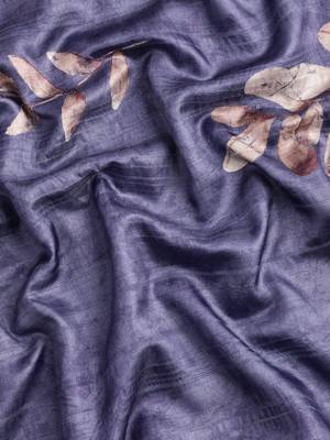 Silk Land Royal Blue Digital Print Soft Silk Blend Saree With Unstitched Blouse Piece 4