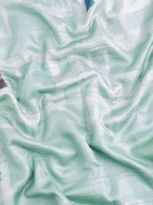 Silk Land Turquoise Digital Print Soft Silk Blend Saree With Unstitched Blouse Piece 4