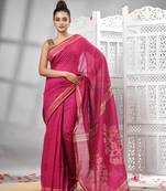 Rani cotton blend solid body design pallu handloom saree