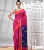 Rani cotton blend all body motive with blue pallu handloom saree