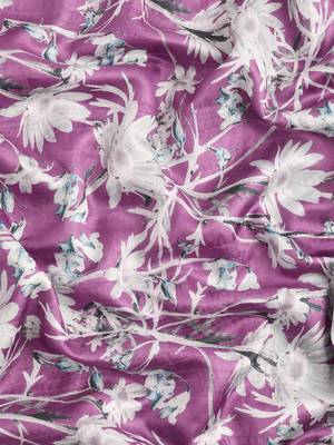 Silk Land Purple Digital Print Soft Silk Blend Saree With Unstitched Blouse Piece 4
