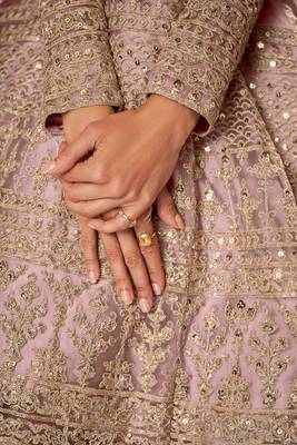 Shamita Shetty Baby pink golden multi embroidered wedding anarkali gown 2