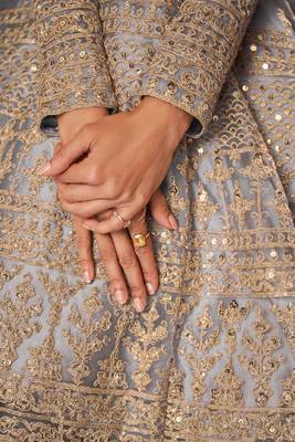 Grey embroidered wedding anarkali gown With Bottom & Dupatta 2