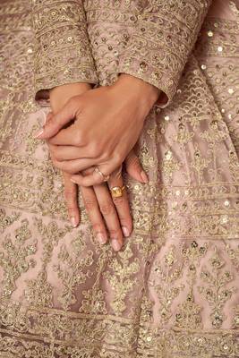 Shamita Shetty Light Peach golden multi embroidered wedding anarkali gown 2