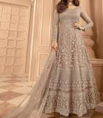Beige embroidered anarkali gown