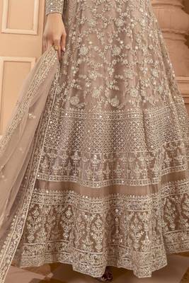 Beige embroidered anarkali gown 2