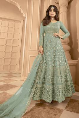 Mauve embroidered anarkali gown 1
