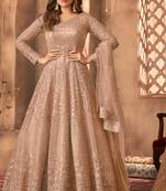 Beige embroidered wedding anarkali gown