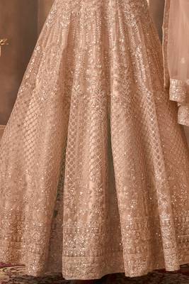 Beige embroidered wedding anarkali gown 2