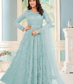 Sky blue sequence embroidery traditional anarkali suit