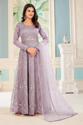Light Lavender sequence embroidery traditional anarkali suit 1