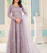 Light Lavender sequence embroidery traditional anarkali suit