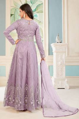 Light Lavender sequence embroidery traditional anarkali suit 2