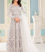 White sequence embroidery traditional anarkali suit