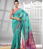 Firoza cotton blend all body motive with rani pallu handloom saree