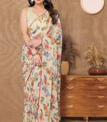  Off White Ethnic Smart Bollywood Style Girlish Saree