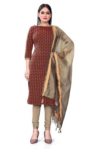Maroon colour ethnic looks traditional salwar kameez in cotton