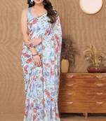  Sky Blue Ethnic Smart Bollywood Style Girlish Saree