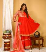 Red colour girlish dress for stylish partywear looks