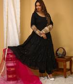 Black colour girlish designer dress for stylish partywear looks
