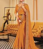 Yellow Ethnic And Classy Heavy Embroidered Partywear Saree