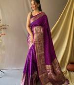 Weaving Jari Heavy Designer Purple Traditional Partywear Saree
