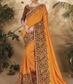 Yellow Heavy Zari Embrodered Partywear Rich Looks Saree