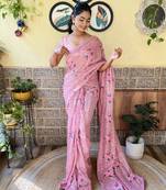 Onion Bollywood Party Style Sequins Work Designer Saree