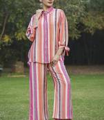 Smart and trendy multy colour digital printed co-ord set dress