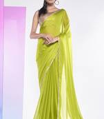 Green Solid Looks Fancy Bollywood Style Ethnic Girlish Saree