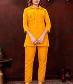 Yellow colour smart hand embroidered trendy co-ord set