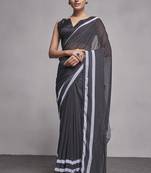 Black Designer Solid Looks Fancy Bollywood Style Ethnic Girlish Saree