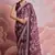 Wine Ethnic Printed Saree With Sequance And Coding Work Lace Border