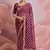 Wine Bandhej Printed Floral Embroidered Saree For Ethnic Traditional Looks
